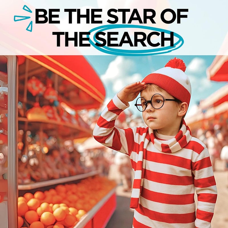 Goodscious Wheres Waldo Costume Round Glasses for Men & Women - Fake Nerd Glasses Novelty Costume - Black Circle Cosplay Round Eyeglasses Disguise for Harry Potter, Minion, Scientist Character Outfit Accessory - Image 4